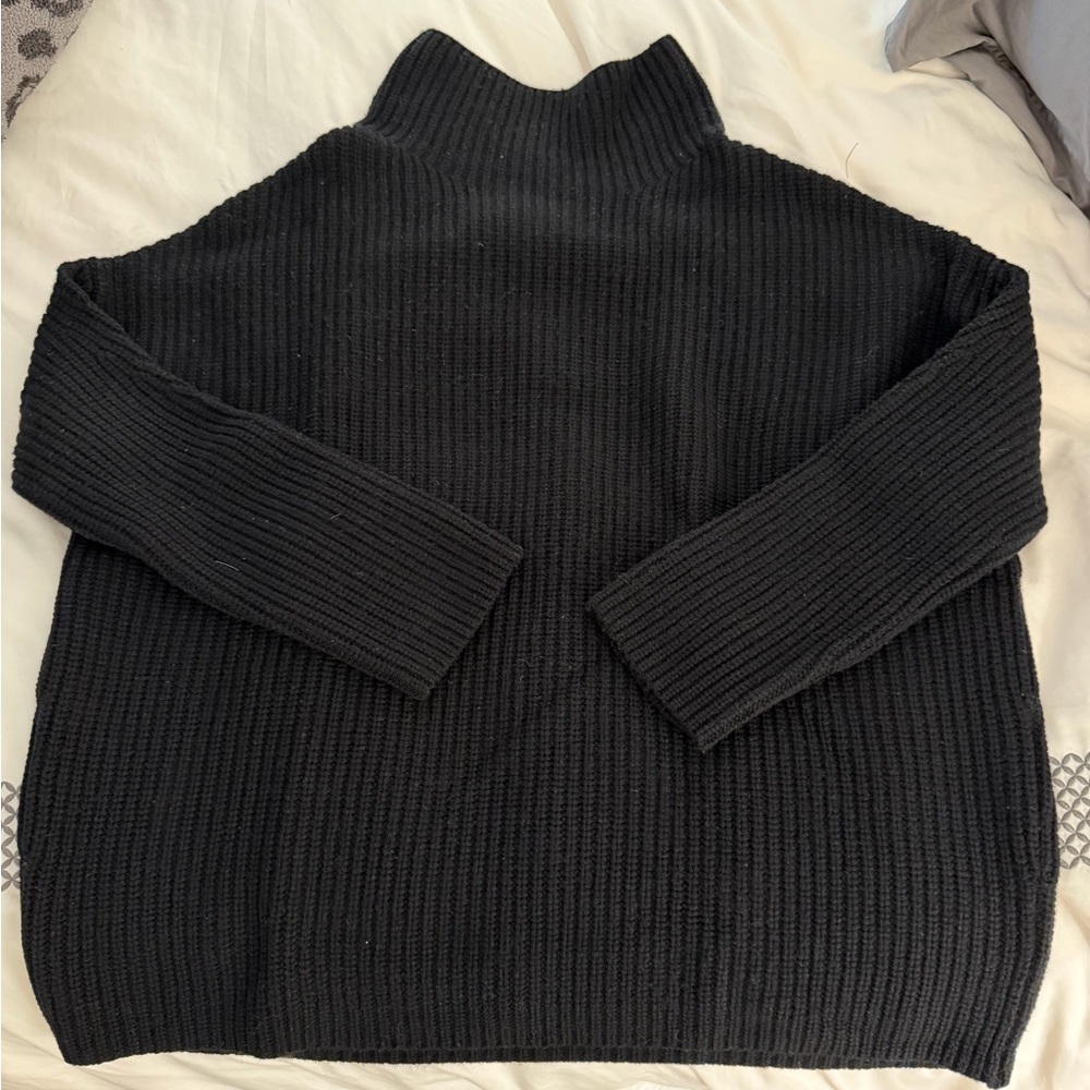 NAADAM Black Ribbed Turtleneck Sweater